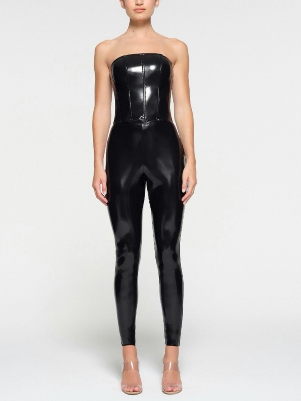SKIMS Black Latex Corset Top